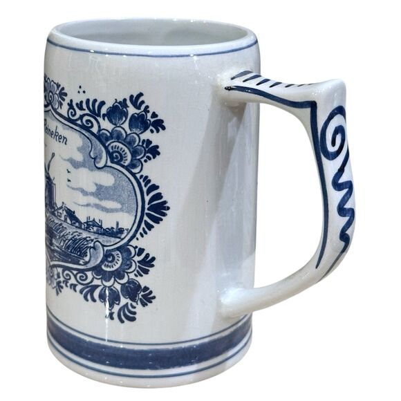 Vtg. Delft Cobalt Blue & White Heineken Beer Stein – Windmill & Sailboat Scene - Picture 7 of 12